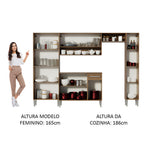 Armário de Cozinha Completa 261cm Rustic/Cinza Emilly Hit Madesa