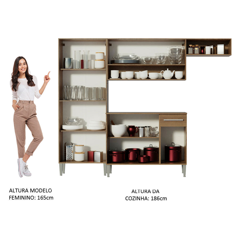 Armário de Cozinha Compacta Rustic/Branco Emilly Top Madesa