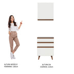 Kit Madesa Reims 60 cm com Armário Aéreo e Balcão com 3 Gavetas Branco