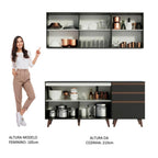Armário de Cozinha Compacta 180cm Preto Reims Madesa 80
