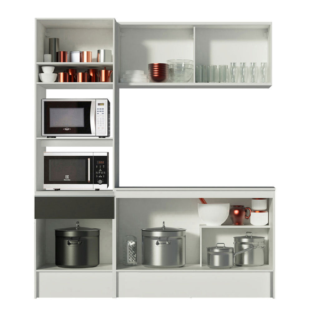 Armário de Cozinha Compacta 180cm Branco/Preto Diamante Madesa 86