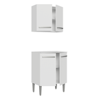 Kit com Armário Aéreo e Balcão 64cm Branco Emilly Madesa