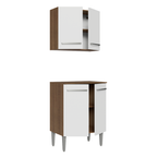 Kit com Armário Aéreo e Balcão 64cm Rustic/Branco Emilly Madesa