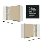 Armário Aéreo de Canto Madesa Smart 100% MDF com 1 Porta e Adega Branco/Crema