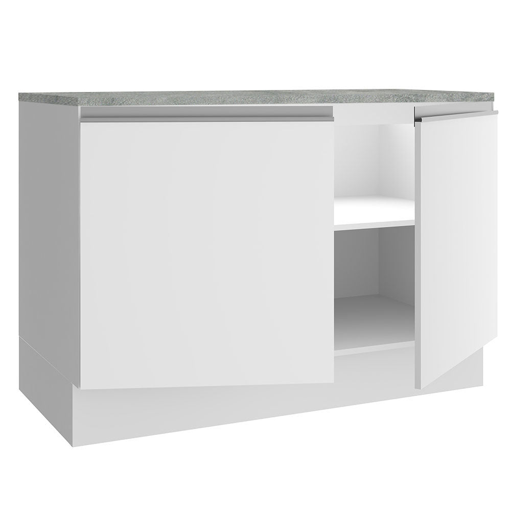 Balcão Gabinete Madesa Glamy 120 x 60 cm 2 Portas (Com Tampo) Branco