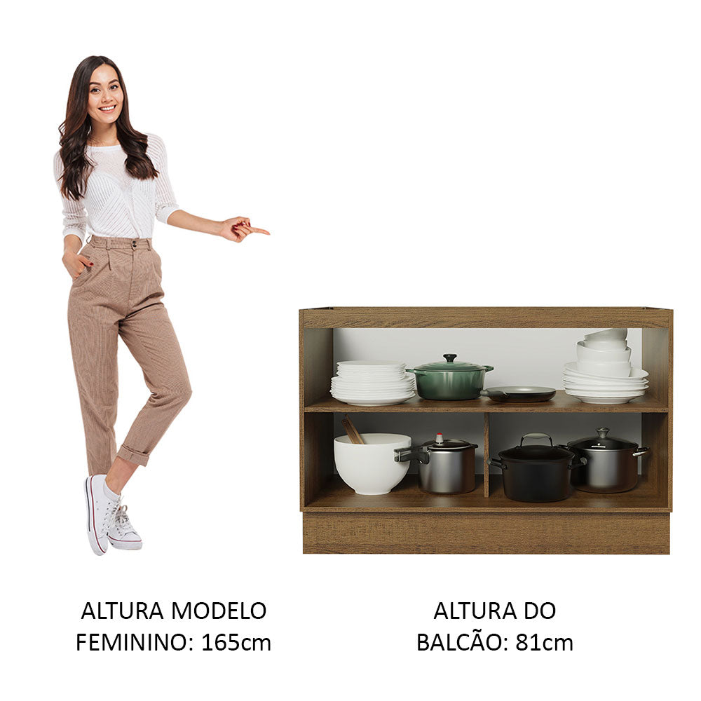 Balcão Gabinete de Pia 120 x 60 cm 2 Portas (Sem Tampo) Rustic Stella Madesa