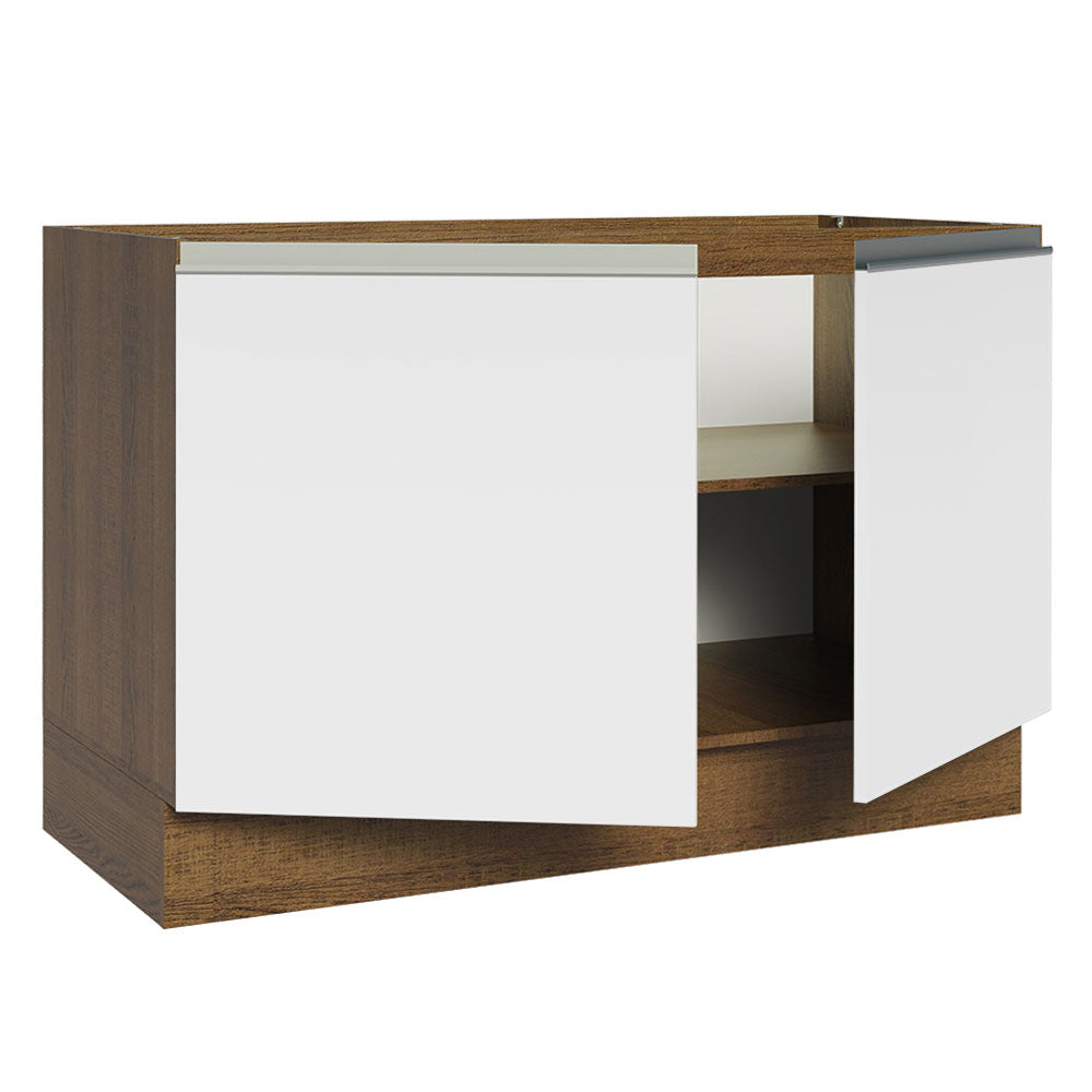 Balcão Gabinete de Pia 120 x 60 cm 2 Portas (Sem Tampo) Rustic/Branco Glamy Madesa