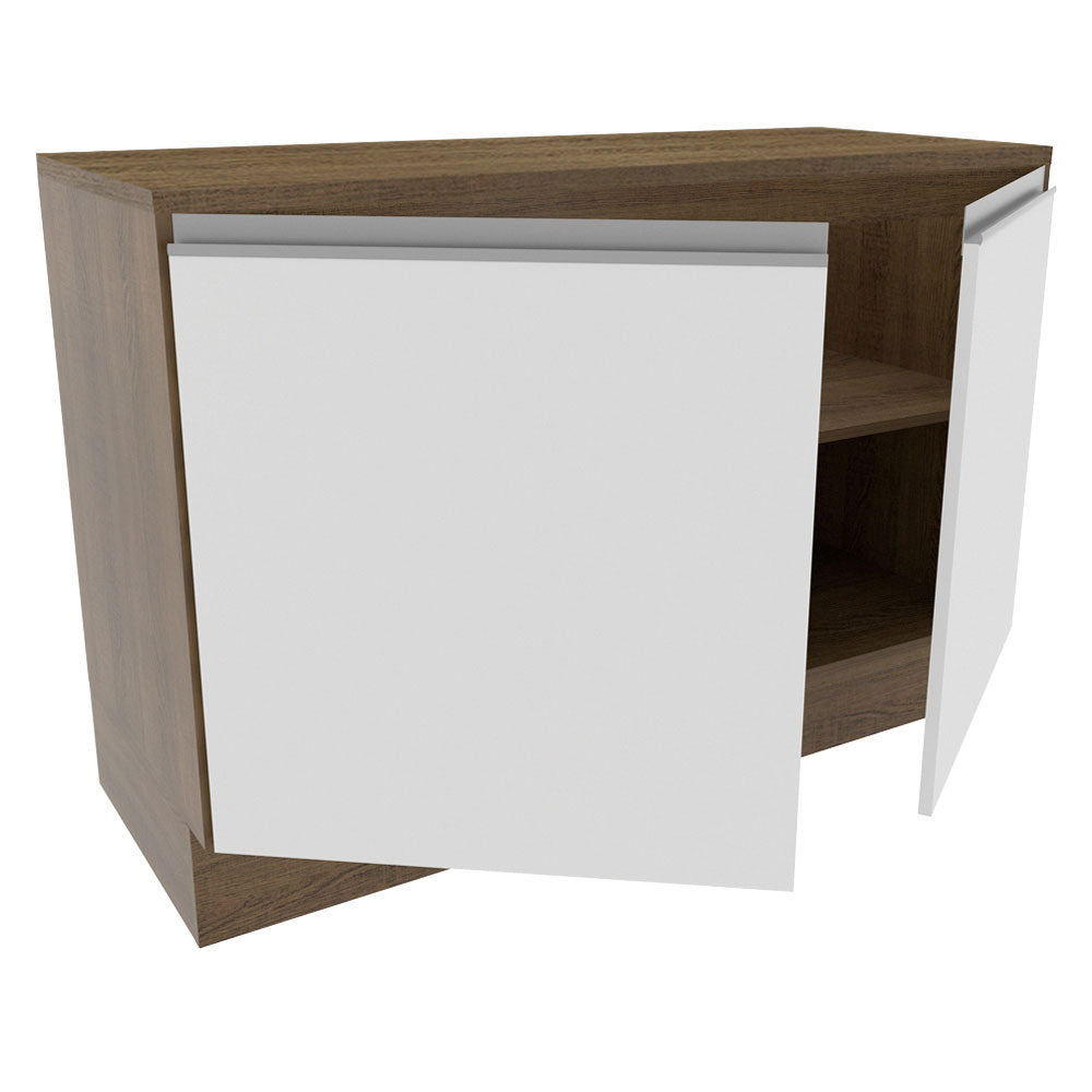 Balcão Gabinete Madesa Glamy 120 x 60 cm 2 Portas (Com Tampo) Rustic/Branco