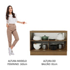 Balcão Gabinete de Pia 120 x 60 cm 2 Portas (Sem Tampo) Rustic/Branco Stella Madesa