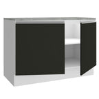 Balcão Gabinete Madesa Glamy 120 x 60 cm 2 Portas (Com Tampo) Branco/Preto