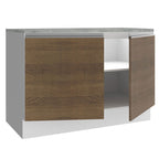 Balcão Gabinete Madesa Glamy 120 x 60 cm 2 Portas (Com Tampo) Branco/Rustic