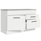 Balcão Gabinete 120 x 60 cm 1 Porta 2 Gavetas Branco (Com Tampo) Agata Madesa