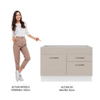 Balcão Gabinete de Pia 120 x 60 cm 1 Porta 2 Gavetas Branco/Crema (Sem Tampo) Agata Madesa