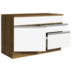 Balcão Gabinete 120 x 60 cm 1 Porta 2 Gavetas Rustic/Branco (Com Tampo) Glamy Madesa