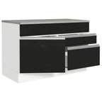 Balcão Gabinete 120 x 60 cm 1 Porta 2 Gavetas Branco/Preto (Com Tampo) Glamy Madesa