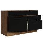 Balcão Gabinete de Pia 120 x 60 cm 1 Porta 2 Gavetas Rustic/Preto (Sem Tampo) Agata Madesa