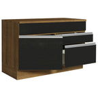 Balcão Gabinete 120 x 60 cm 1 Porta 2 Gavetas Rustic/Preto (Com Tampo) Glamy Madesa