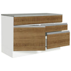 Balcão Gabinete 120 x 60 cm 1 Porta 2 Gavetas Branco/Rustic (Com Tampo) Glamy Madesa