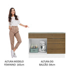Balcão Cozinha 120 x 60 cm 1 Portas e 2 Gavetas (Com Tampo) Branco/Rustic Stella Madesa