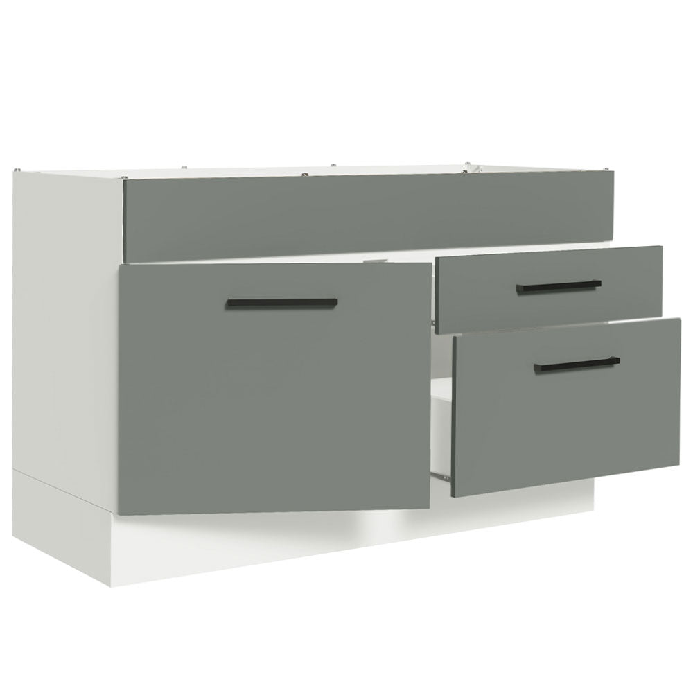 Balcão Gabinete de Pia 120 x 60 cm 1 Porta 2 Gavetas Branco/Cinza (Sem Tampo) Agata Madesa