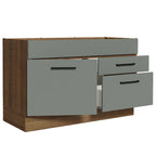 Balcão Gabinete de Pia 120 x 60 cm 1 Porta 2 Gavetas Rustic/Cinza (Sem Tampo) Agata Madesa