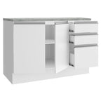 Balcão Cozinha 120 x 60 cm 2 Portas e 3 Gavetas (Com Tampo) Branco Glamy Madesa