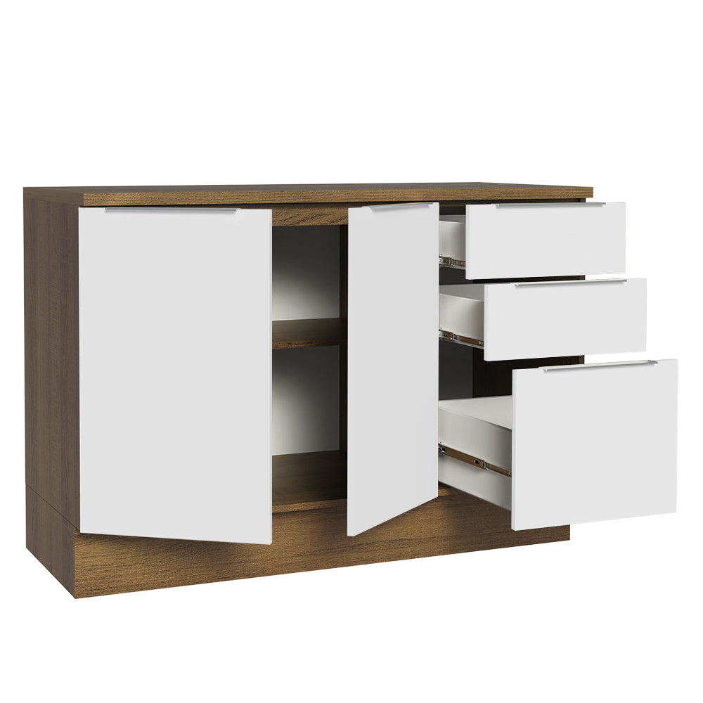 Balcão Cozinha 120 x 60 cm 2 Portas e 3 Gavetas (Com Tampo) Rustic/Branco Stella Madesa