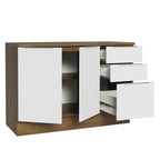 Balcão Cozinha 120 x 60 cm 2 Portas e 3 Gavetas (Com Tampo) Rustic/Branco Stella Madesa