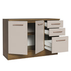 Balcão Cozinha 120 x 60 cm 2 Portas e 3 Gavetas (Com Tampo) Rustic/Crema Agata Madesa