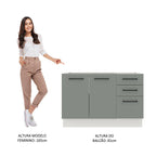 Balcão Gabinete de Pia Madesa Agata 120 x 60 cm 2 Portas e 3 Gavetas (Sem Tampo) Branco/Cinza