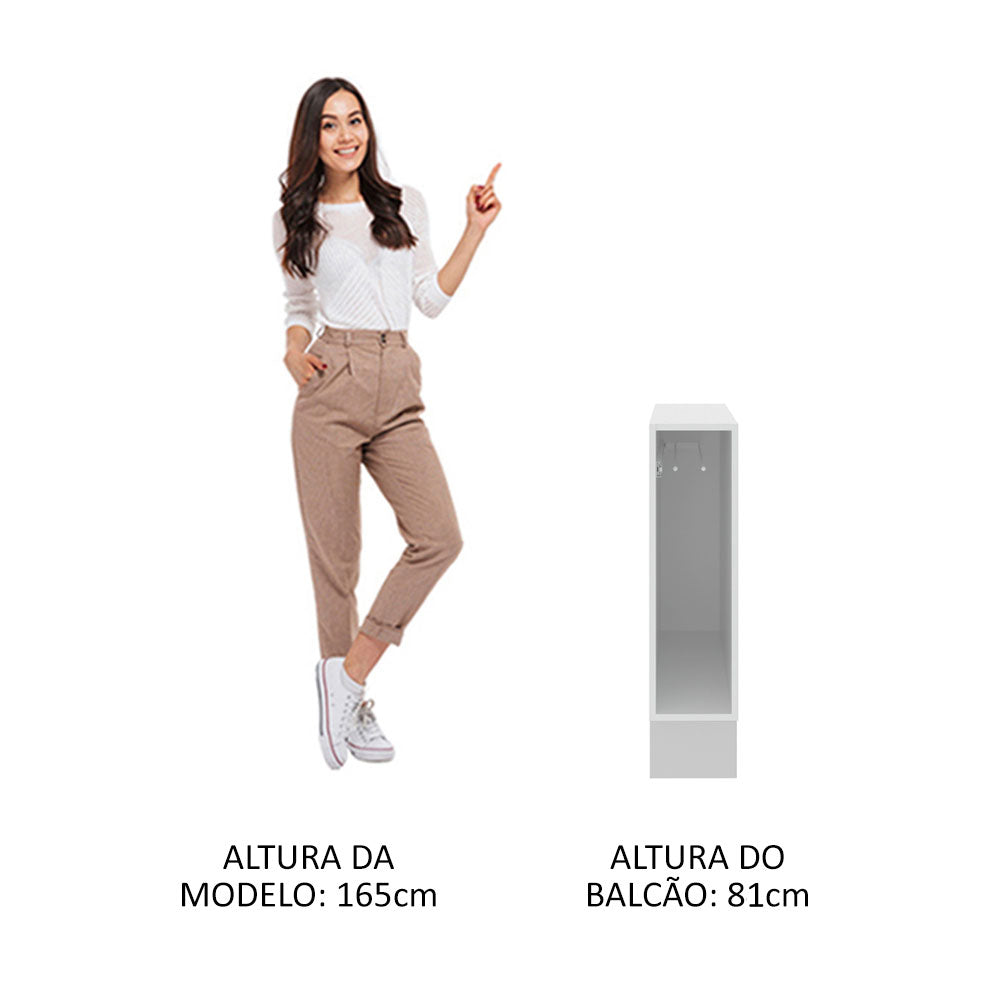 Balcão Porta-Pano 20 x 60 cm (Sem Tampo) para Cozinhas Branco Madesa