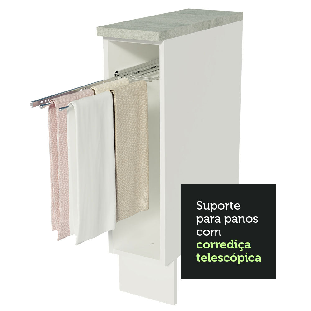 Balcão Porta-Pano 20 x 60 cm (Com Tampo) para Cozinhas Branco Madesa