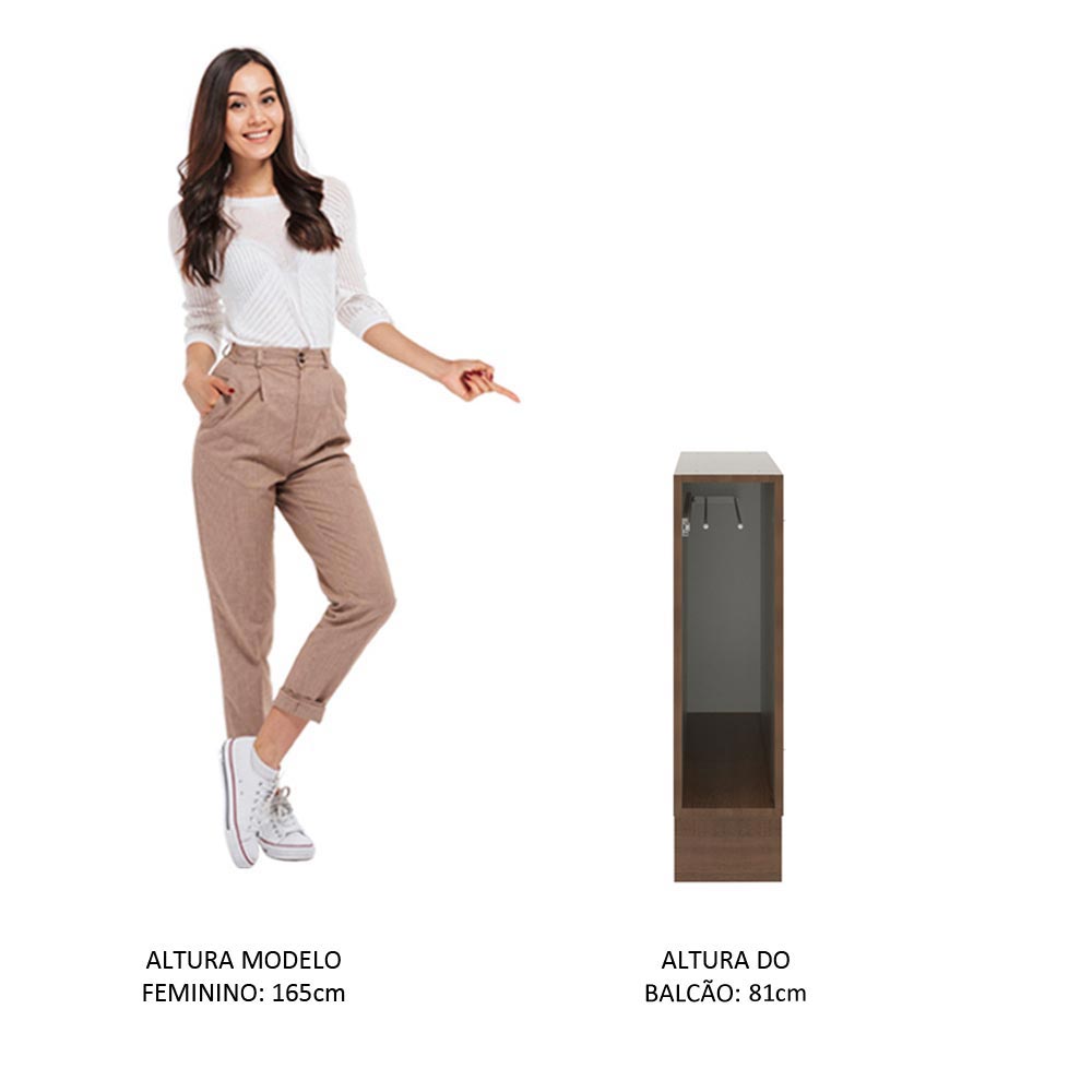 Balcão Porta-Pano 20 x 60 cm (Sem Tampo) para Cozinhas Rustic Madesa