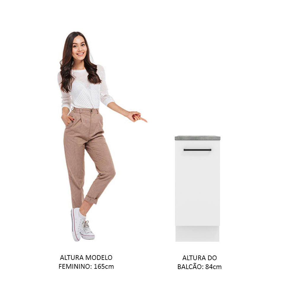 Balcão Madesa Agata 35 x 60 cm 1 Porta (Com Tampo) Branco