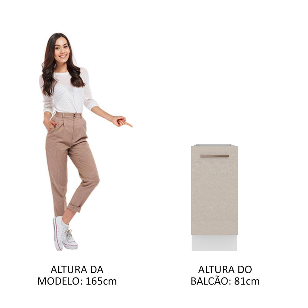 Balcão 35 x 60 cm 1 Porta (Sem Tampo) Branco/Crema Agata Madesa