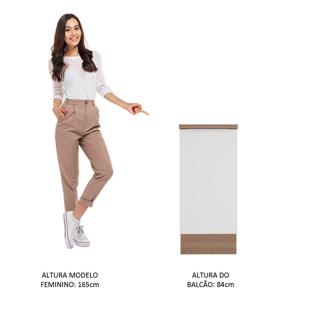 Balcão Madesa Stella 35 x 60 cm 1 Porta (Com Tampo) Rustic/Branco