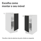 Balcão de Cozinha 35 x 60 cm 1 Porta (Sem Tampo) Branco/Preto Lux Madesa
