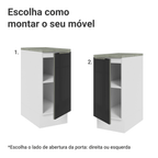 Balcão 35 x 60 cm 1 Porta (Com Tampo) Branco/Preto Lux Madesa