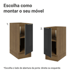 Balcão de Cozinha 35 x 60 cm 1 Porta (Sem Tampo) Rustic/Preto Lux Madesa