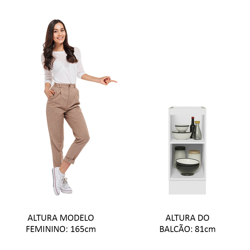 Balcão Cozinha 35 x 60 cm 1 Porta (Sem Tampo) Branco/Rustic Glamy Madesa