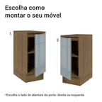 Balcão 35 x 60 cm 1 Porta (Com Tampo) Rustic/Cinza Lux Madesa