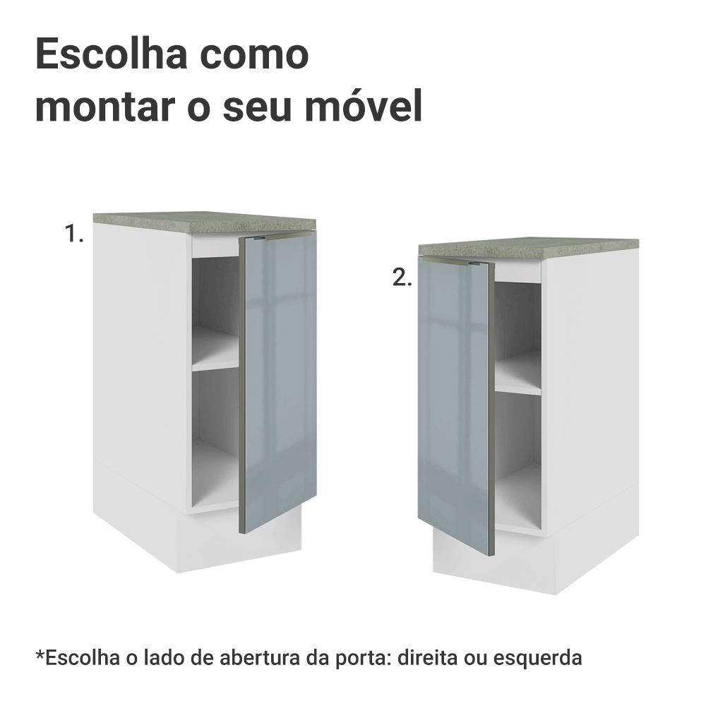 Balcão 35 x 60 cm 1 Porta (Com Tampo) Branco/Cinza Lux Madesa