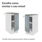 Balcão 35 x 60 cm 1 Porta (Com Tampo) Branco/Cinza Lux Madesa