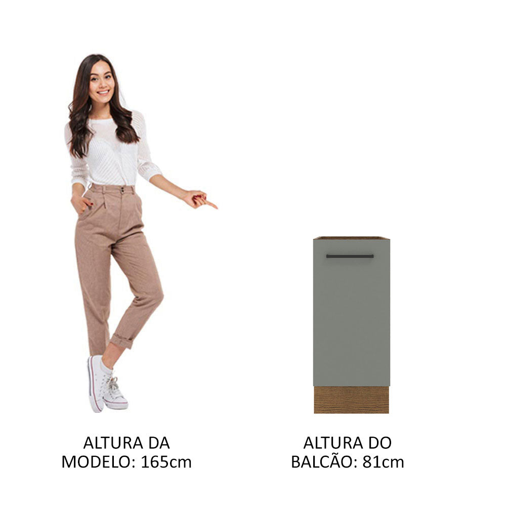 Balcão Madesa Agata 35 x 60 cm 1 Porta (Sem Tampo) Rustic/Cinza