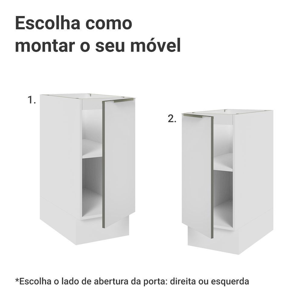 Balcão de Cozinha 35 x 60 cm 1 Porta (Sem Tampo) Branco/Branco Veludo Lux Madesa