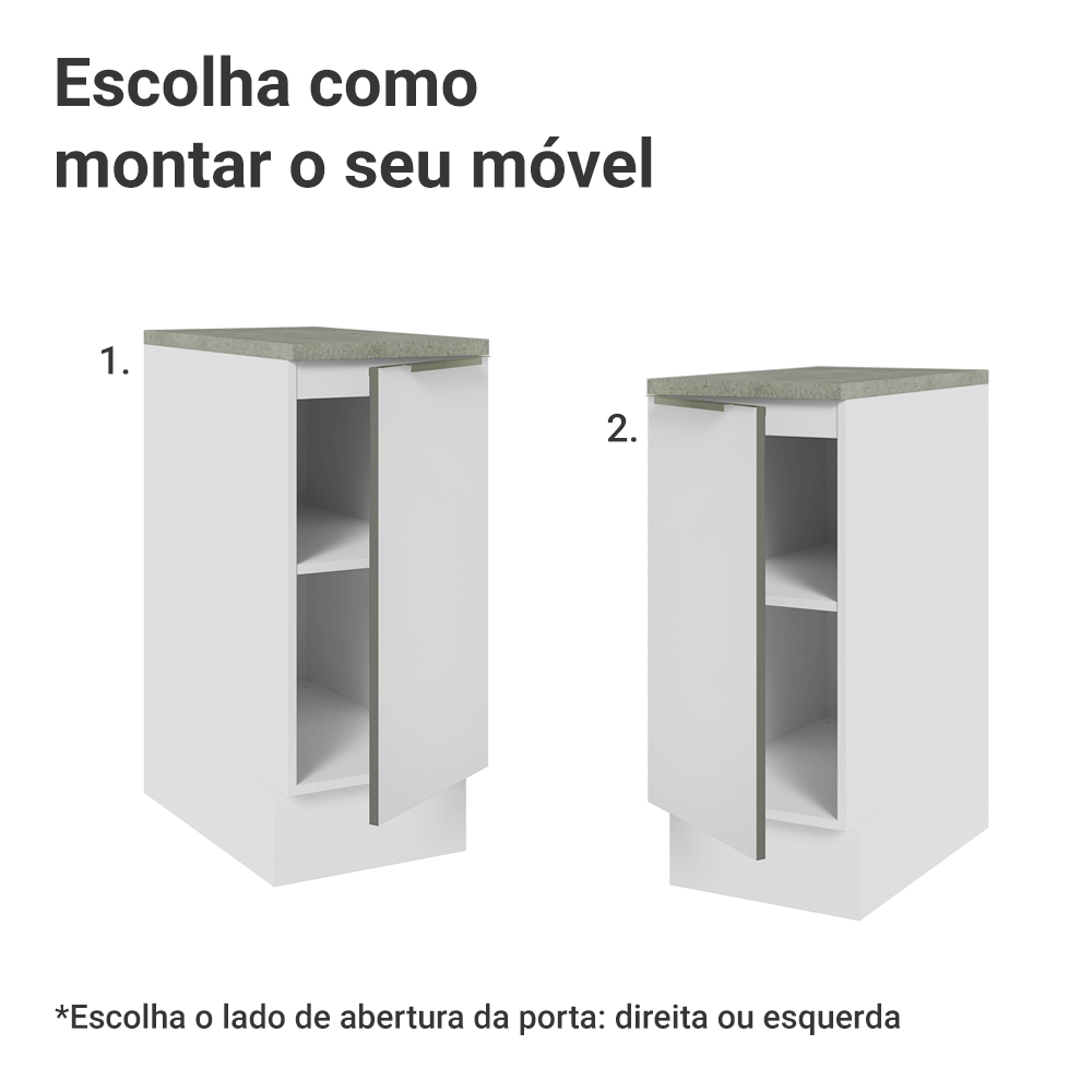 Balcão 35 x 60 cm 1 Porta (Com Tampo) Branco/Branco Veludo Lux Madesa