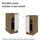 Balcão de Cozinha 35 x 60 cm 1 Porta (Sem Tampo) Rustic/Branco Veludo Lux Madesa