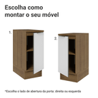 Balcão 35 x 60 cm 1 Porta (Com Tampo) Rustic/Branco Veludo Lux Madesa