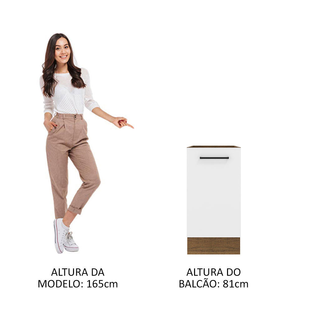 Balcão Madesa Agata 40 x 60 cm 1 Porta (Sem Tampo) Rustic/Branco