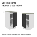 Balcão 40 x 60 cm 1 Porta (Com Tampo) Branco/Preto Lux Madesa